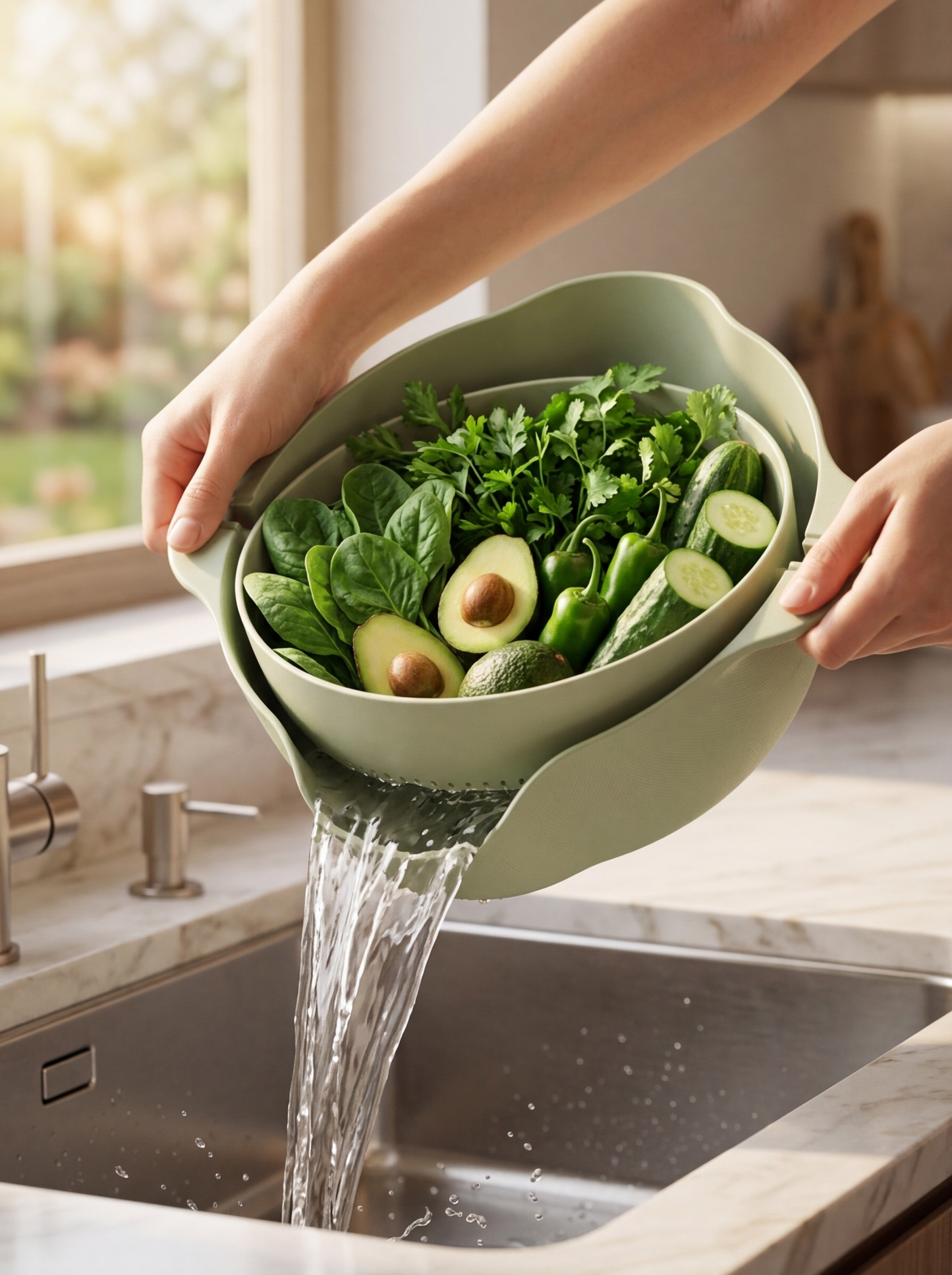Kaizen PourSieve - Draining Sieve with Spout for Precise Pouring