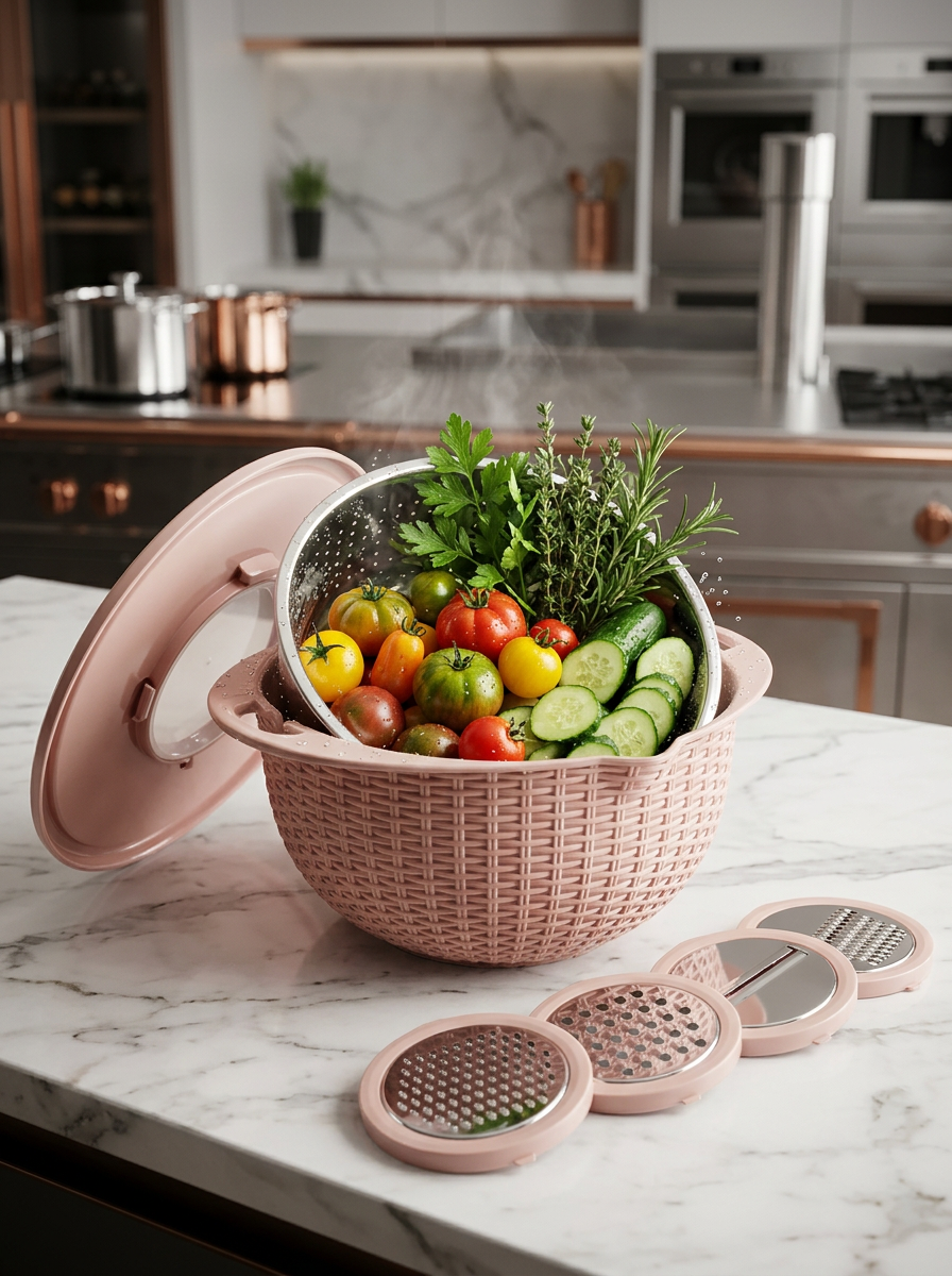 Kaizen MultiSieve - 4 in 1 Reis-, Obst- & Gemüsesieb mit Abtropffunktion