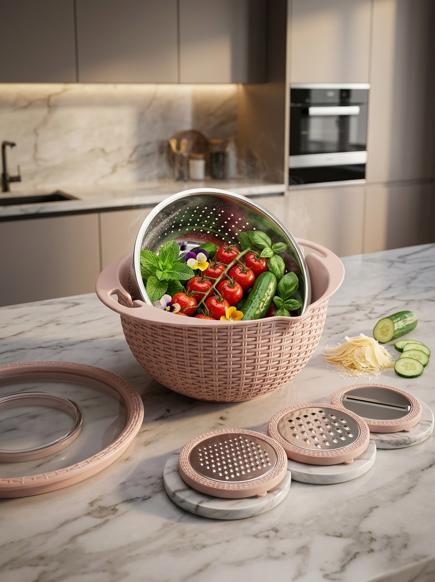 Kaizen MultiSieve - 4 in 1 Reis-, Obst- & Gemüsesieb mit Abtropffunktion