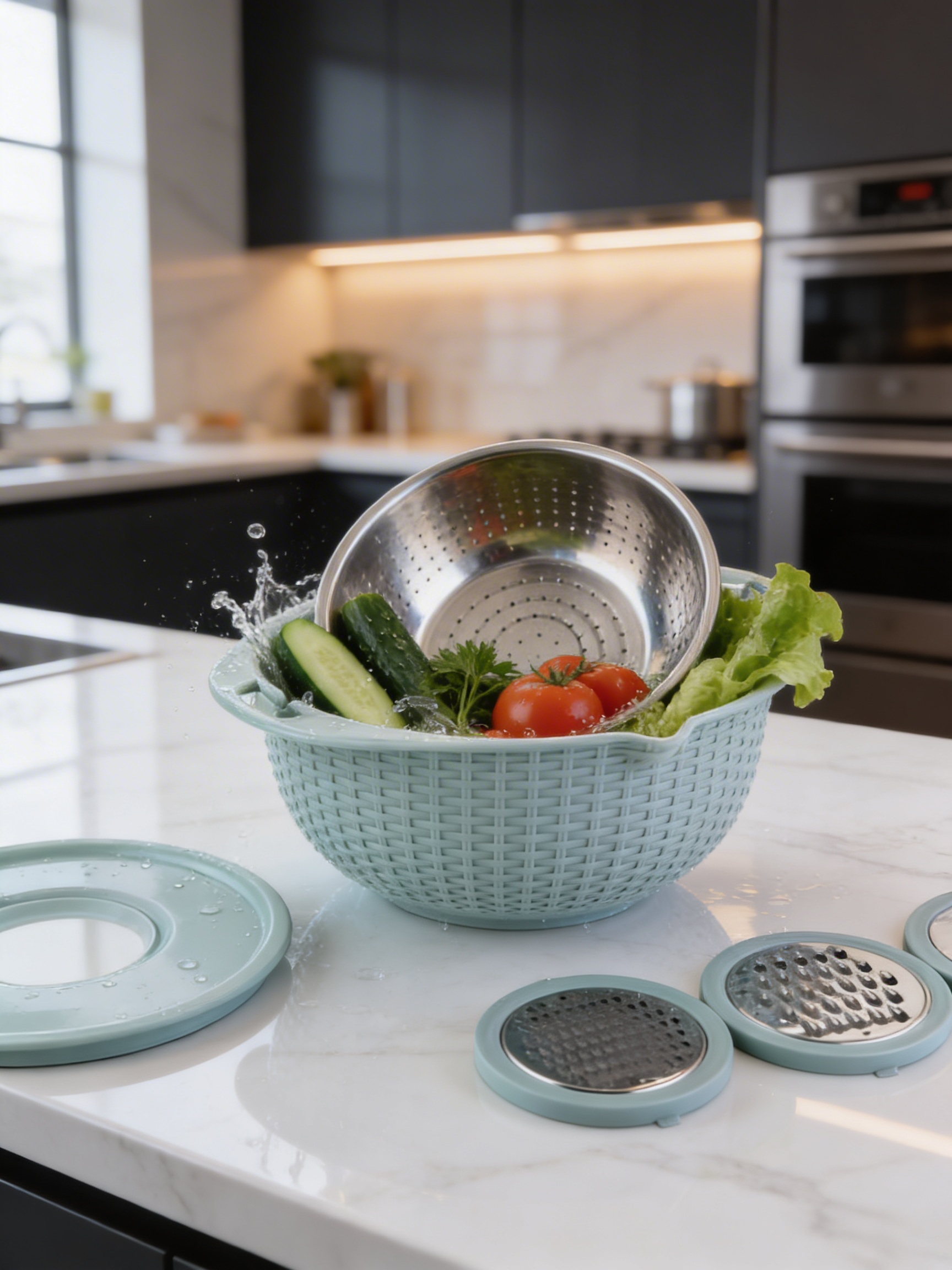 Kaizen MultiSieve - 4 in 1 Reis-, Obst- & Gemüsesieb mit Abtropffunktion