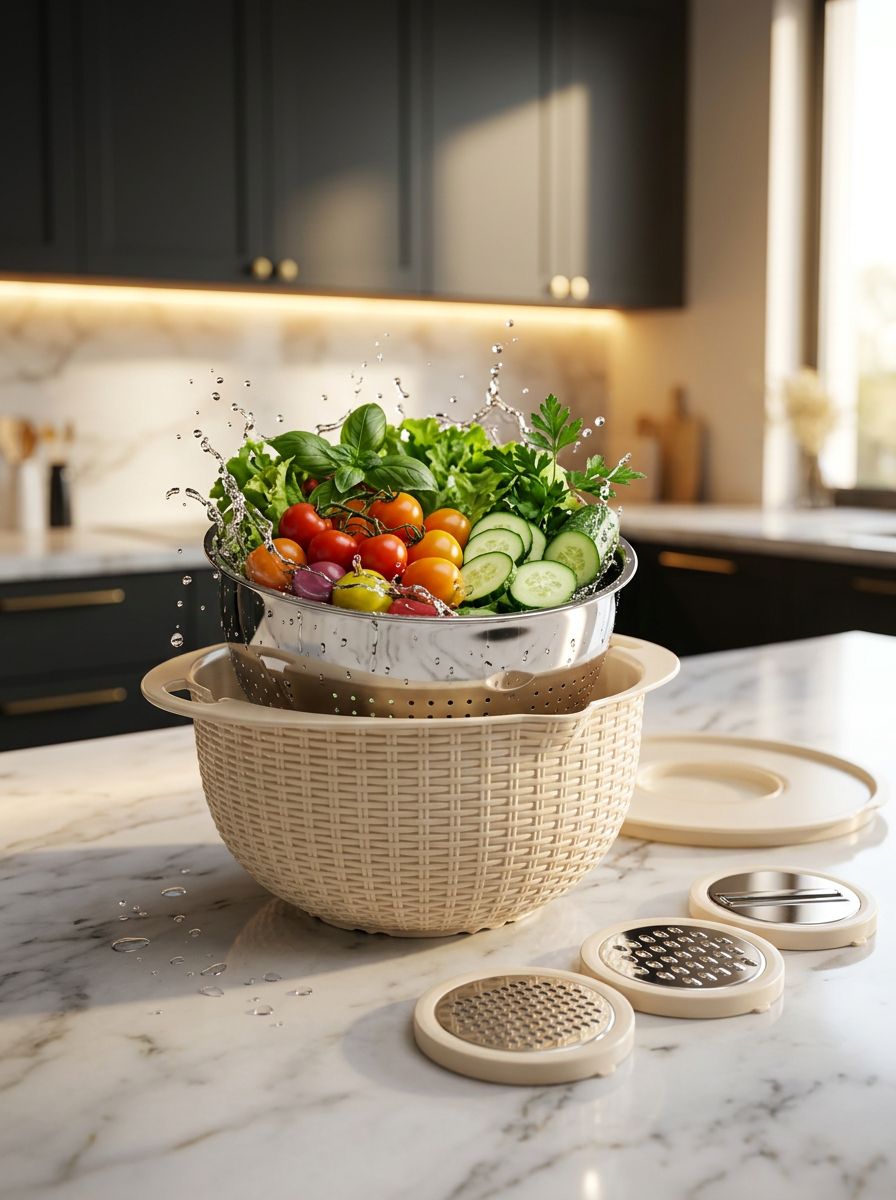 Kaizen MultiSieve - 4 in 1 Reis-, Obst- & Gemüsesieb mit Abtropffunktion